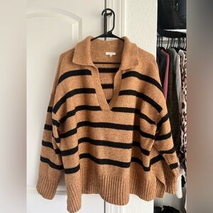 Maurice’s Striped Tan and Black Women's Sweater